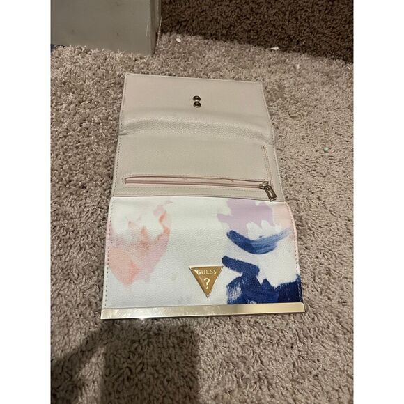 Guess Blush Pink Water color Brush Strokes Top Handle Crossbody Bag + Wallet - Picture 5 of 8